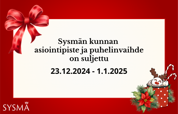 Asiointipiste suljettu 23.12.2024 – 1.1.2025